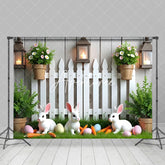 Aperturee - Aperturee Spring Potted Plant Bunny Eggs Easter Photo Backdrop